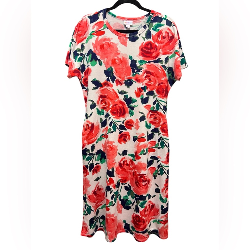 LuLaRoe Floral Midi Dress - Red and Green